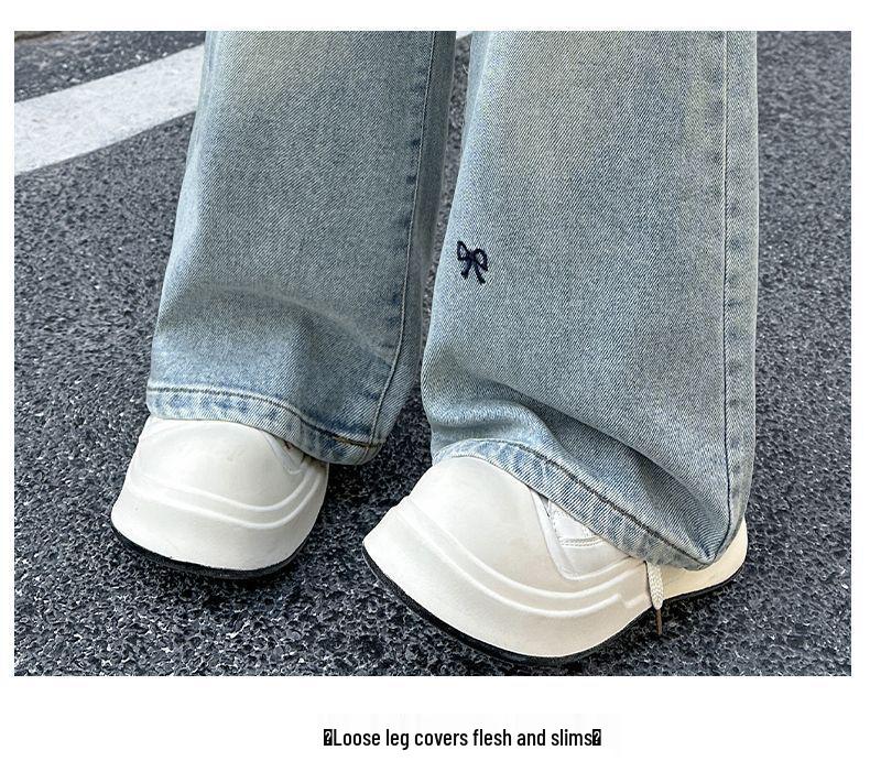 Girls' Korean Style Spring/Autumn Fashionable Casual Wide-Leg Jeans