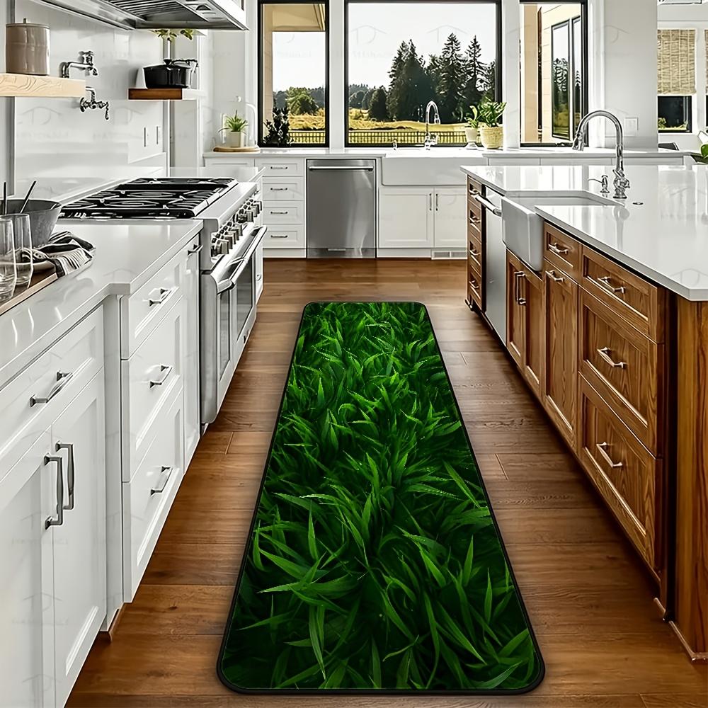 Modern Plant Runner Rug Green Tropical Leaf Forest Carpet For Bedroom Bedside Luxury Living Room Hallway Office Long Floor Mat