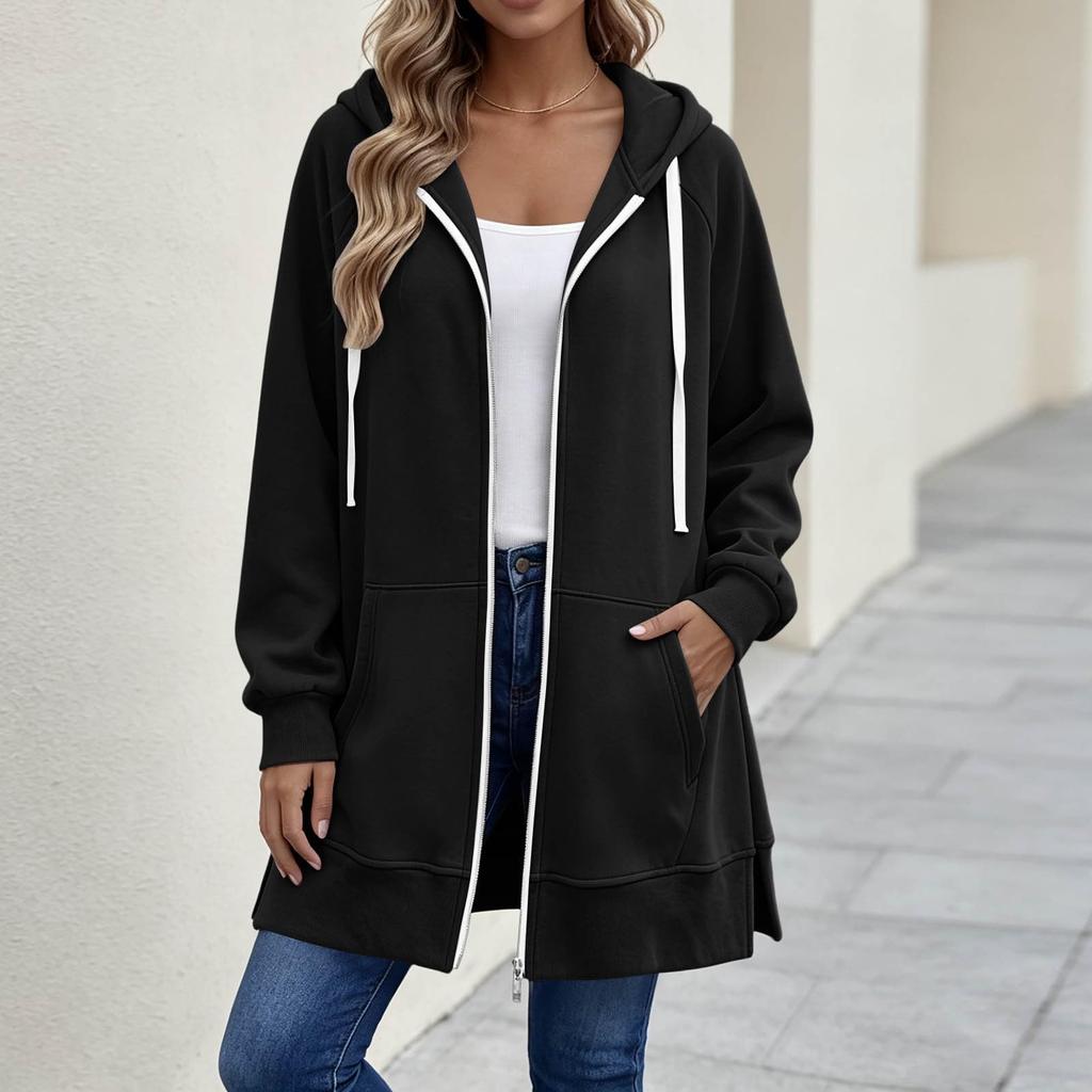 Giacca da donna casual con cappuccio e zip intera
