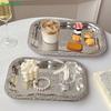 Vintage Engraved Stainless Steel Serving Trays - Decorative Rectangle Platter for Party, Dining & Home Decor