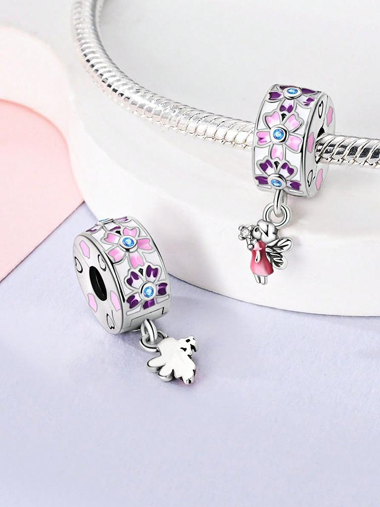 Charms Silber Bunter Schmetterling Goldene Schleife Perlen Kupferbeschichtet Passend für Kupferoriginal Armband Zum Schmuckbasteln Diy Charm