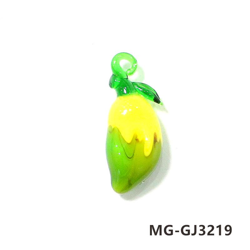 2Pcs Colorful Tiny Mango Charms Glass Pendant Cute Mini Fruits Ornaments DIY Craft Supplies Perfect Gifts for Handmade Lovers