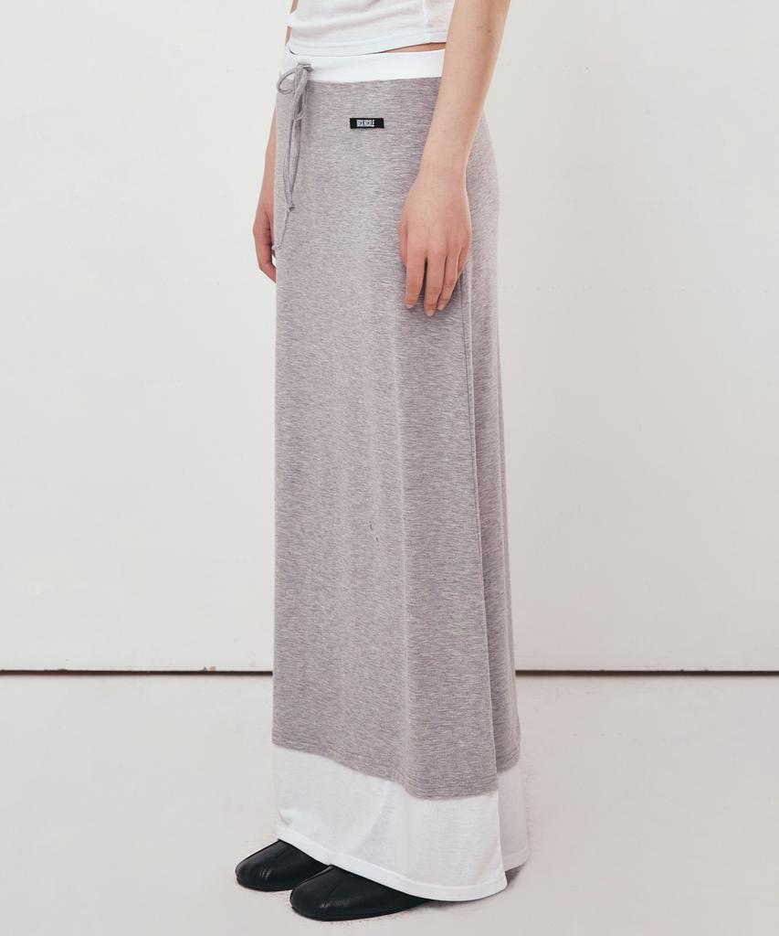 Nigaennikol Double Layered Long Skirt_Gray