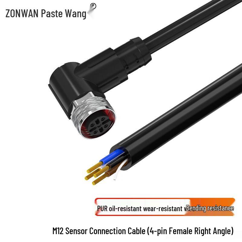 ZONWAN M12 Right-Angle 4-Pin Female Sensor Connector Cable 10 meters