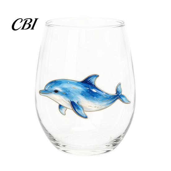Elegant Celebration Glass Gift Marine Animal Theme Clear Tumbler, Handcrafted Painted Glassware, Handmade Borosilicate Glassware Creative Unique