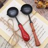 Sealing Wax Non-Stick Spoon Anti-Hot Wood Handle Retro Wax Stamping Spoons Fire Paint Melting Firing Stamp Metal Tool