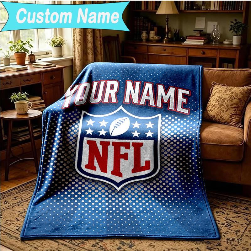 1PC Custom Name Blanket NFL Team Collection Flannel blankets Patterns Throw Blanket All-Season Soft Gift for Couch, Bed, Camping, Birthday gifts