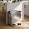 40L Dual Compartment Stainless Steel Bin, with Deodoriser Holders - Silver Tone