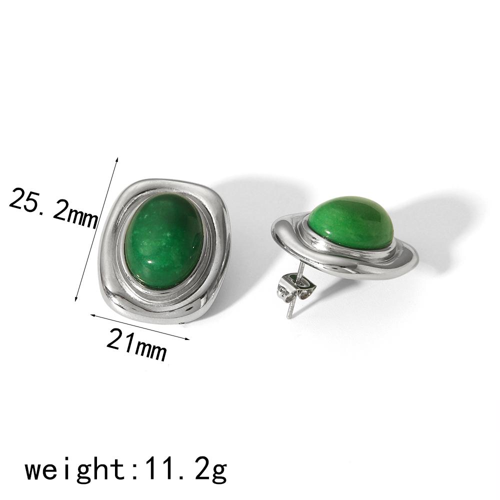 Nouveaux Produits Déclaration Pierre Naturelle Boucles d'Oreilles Œil de Tigre Imperméables Acier Inoxydable Plaqué Or Boucles d'Oreilles Clous Perle pour Femmes