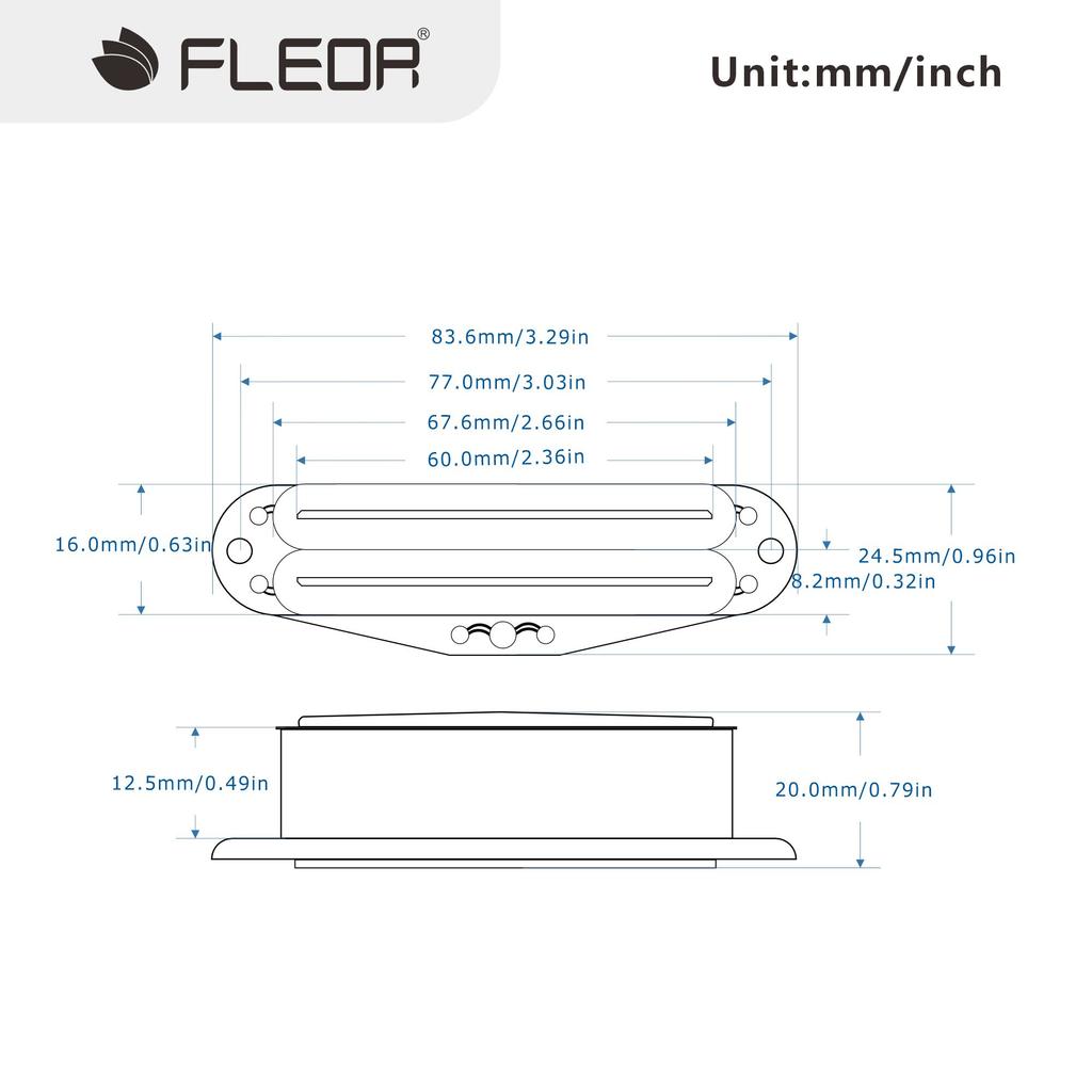 FLEOR 1PCS Cream Yellow Ceramic Electric Guitar Dual Rails Pickup Single Coil Sized Humbucker Pickup For ST Guitar, 6K/9K/12K