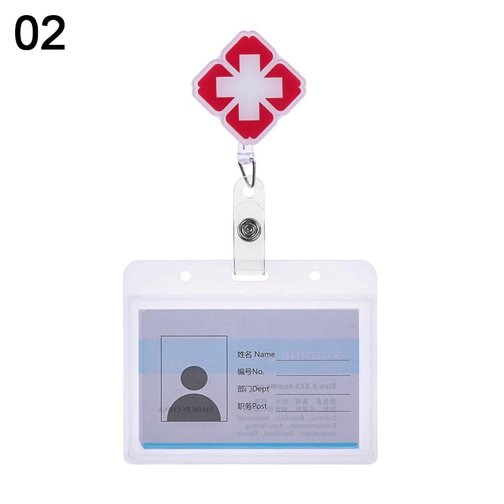 Cartoon Nurse Doctor ID Badge Holder with Retractable Reel, Retractable Metal Clip Business Work Card/Name Tags Badge Holders
