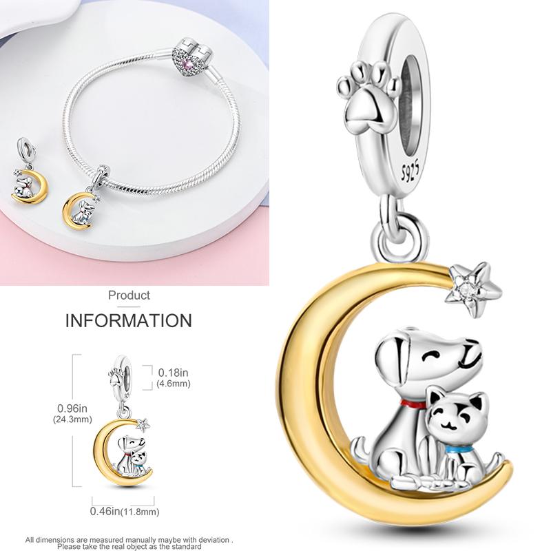 Charms Bead Copper Starlit Sky Moon Sun Earth Universe Charm Fit Bangle Bracelet Necklace Diy Jewelry