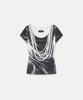 Nash Pearl Necklace Printed T-Shirt Black