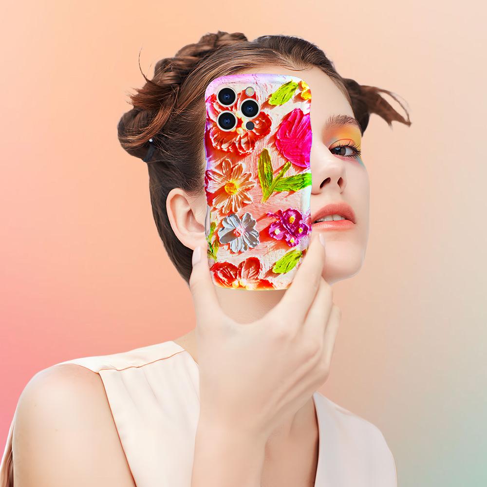 For iPhone 16 Pro Max Magnetic Case Wave Edge Glitter TPU Phone Back Cover