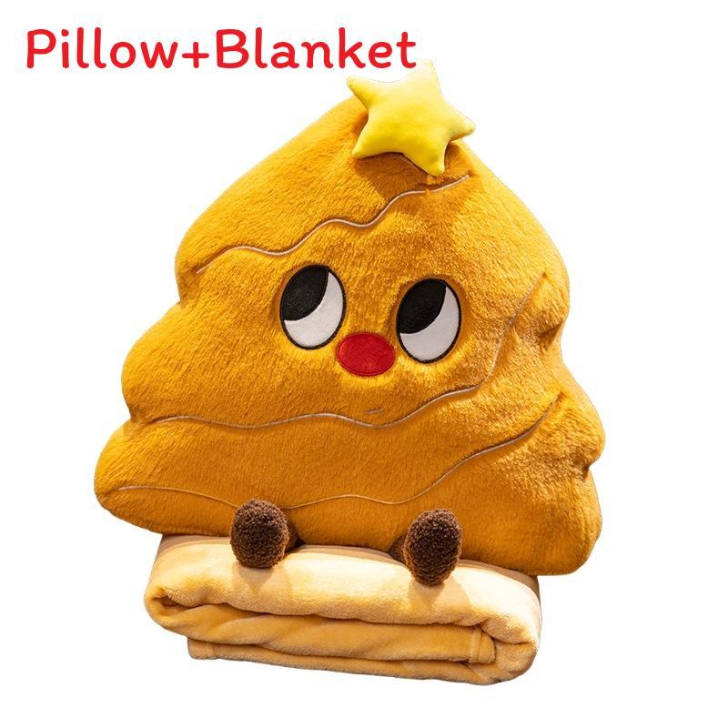 

Плюшевая подушка в виде елки с пледом для праздничного декора дома коричневый