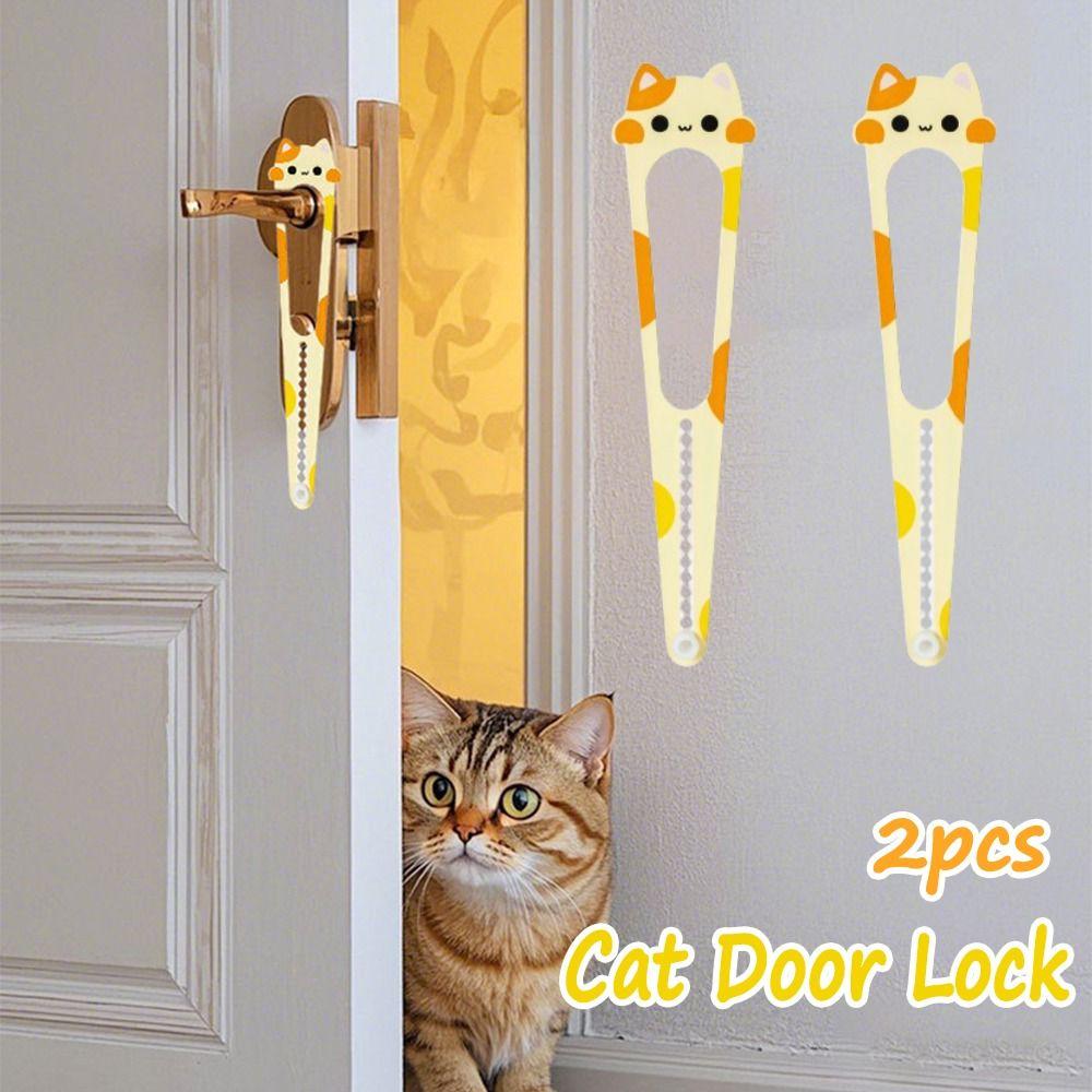 2Pcs Cat Shaped Cat Door Lock Durable Pet Door Holder Dog Door Opener  Pet Supplies