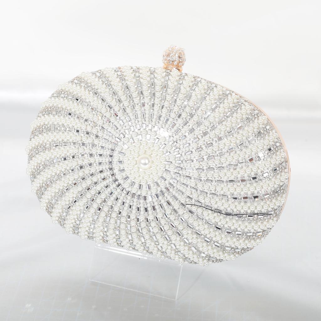 Woman Elegant Grey Gold Diamond Evening Bag Hollow Out Crystal Party Handbag Wedding Bridal Banquet Dinner Clutch Purse