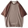 American Raglan Patchwork Contrast Color Men Short Sleeve T-Shirt Men's Pure Cotton 300G Heavy Weight Export Export Menswear T-shirt