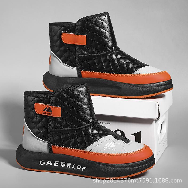 2025 winter new velvet thickened waterproof and non-slip extra thick warm cotton boots snow boots men's Northeast cotton shoes