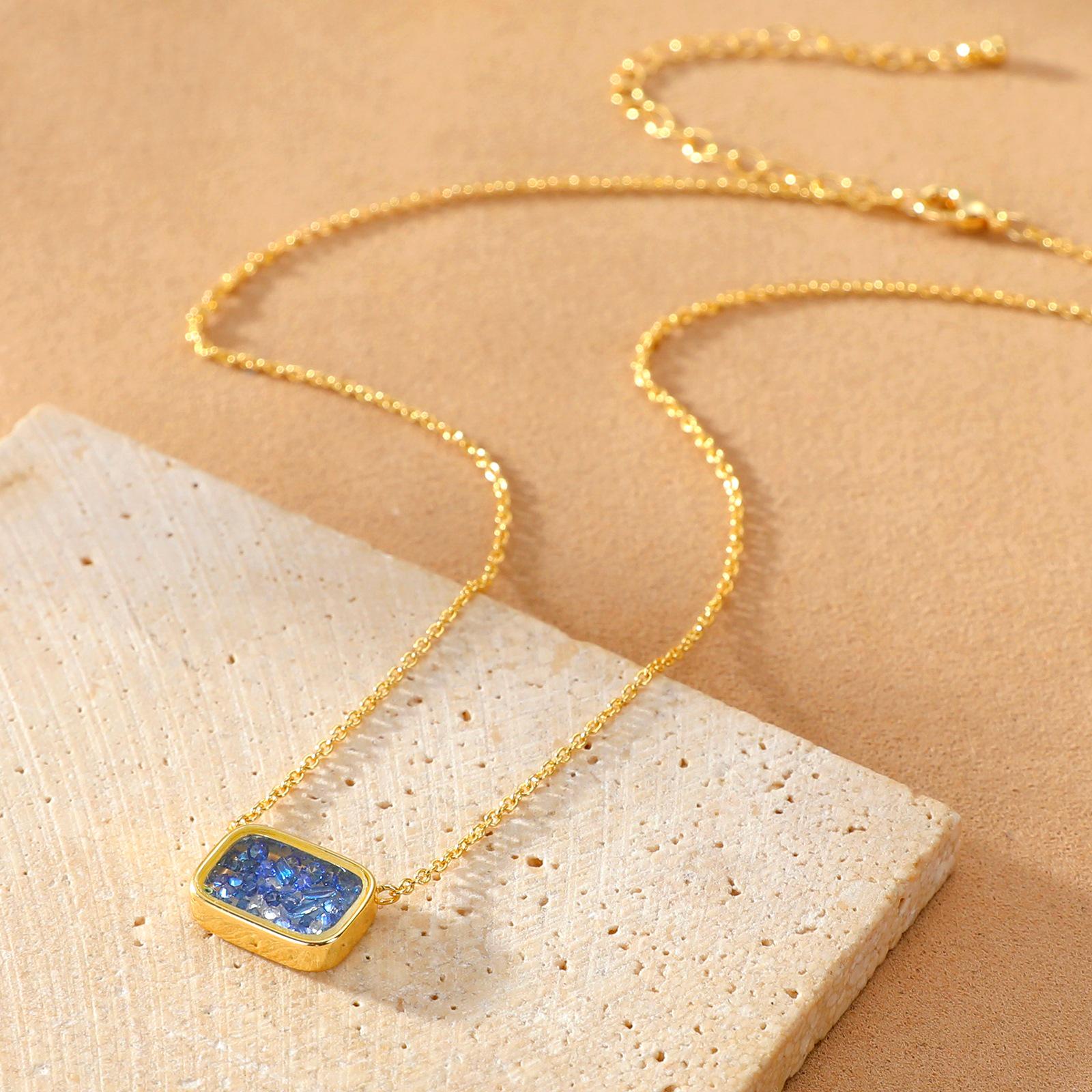 18K Gold Plated Sapphire Zircon Swing Necklace - European  American Style