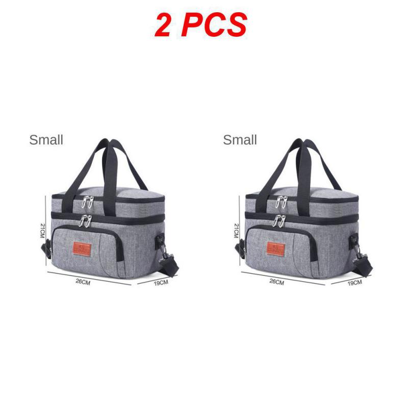 2PCS Picnic Bag Easy To Carry Portable Picnic Bag Navy Oxford Cloth Lunch Bag Storage Supplies Large Capacity Insulation Bag