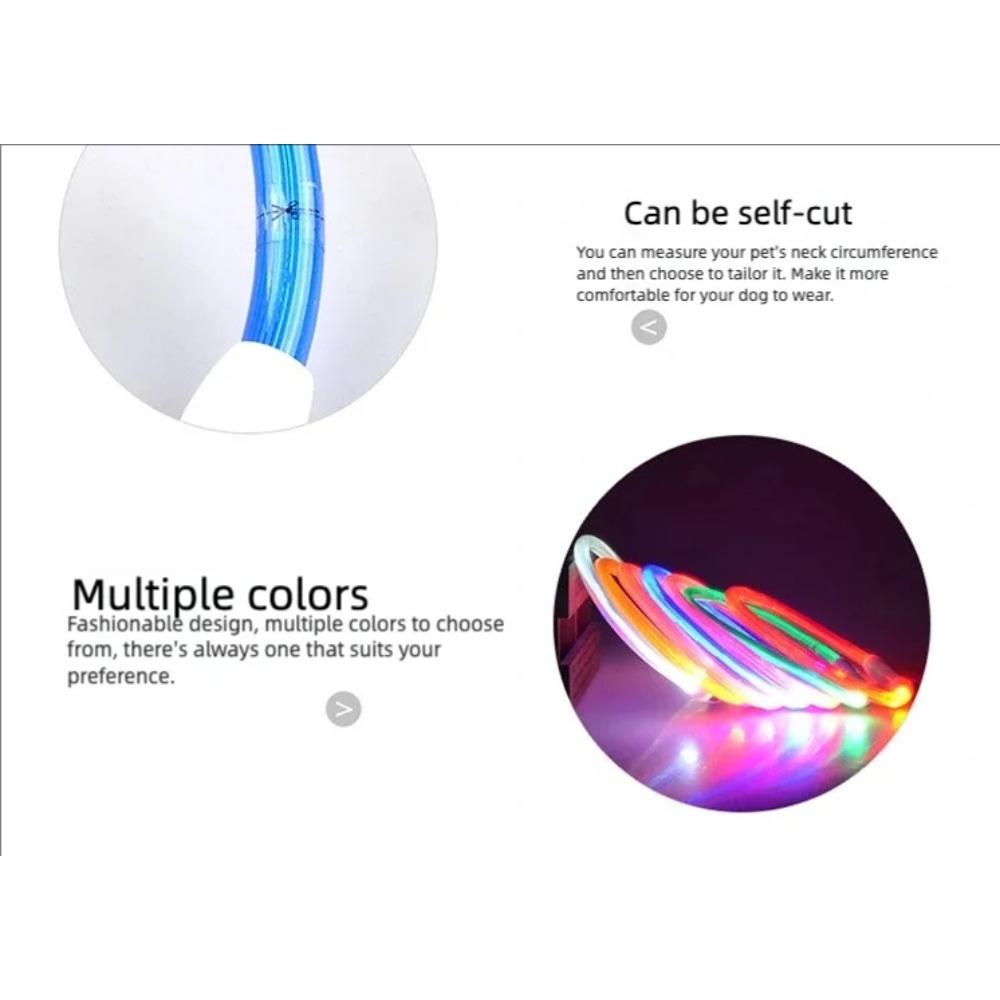 New LED Dog Collar USB Rechargeable,3 Mode Adjustable Glowing Dog Collar for Night Walking,Safe Reflective Pet Collar