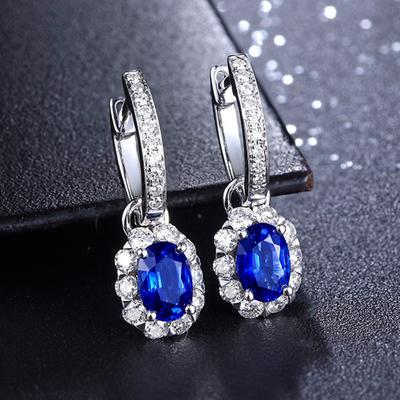 2026 Full Diamond Ear Buckle Inlaid Ruby Earrings Women's Fashion Color Treasure Ear Jewelry