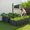 Metal Raised Garden Bed, 2.0 x 1.0 x 0.5 m Outdoor Galvalume Planter Garden Box, Open Bottom Design, Large Planter Raised Bed for Growing Vegetables,