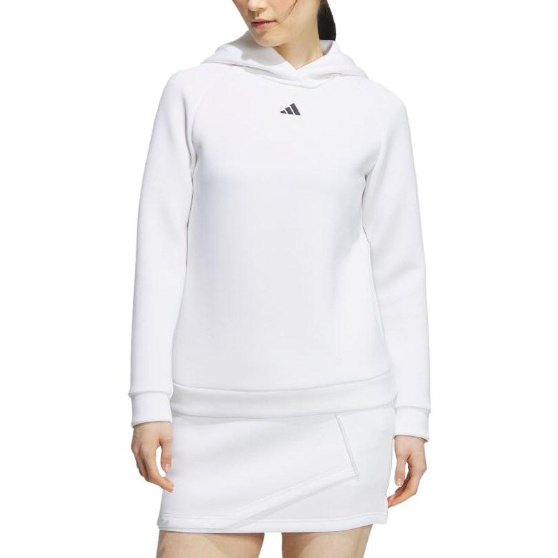 Adidas Solid Color Fitted Long Sleeve Hoodie Women tops White HY0905