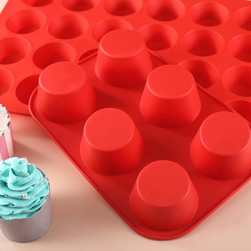 Silicone Round Mold 6/12/24 Holes Mini Muffin Cupcake Cookies Fondant Baking Pan Non-Stick Pudding Steamed Cake Mold Baking Tool