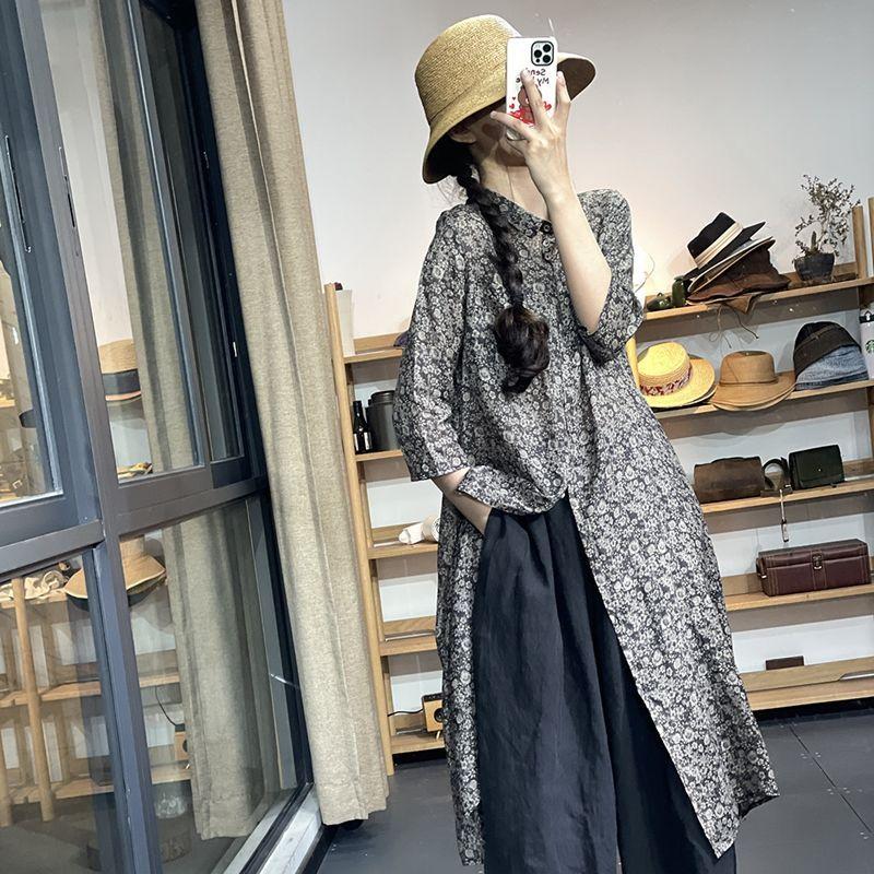 

Новый летний персонализированный кардиган средней длины с цветочным принтом для маленьких людей можно использовать как платье шифоновая однобортная рубашка с принтом XXL чёрный