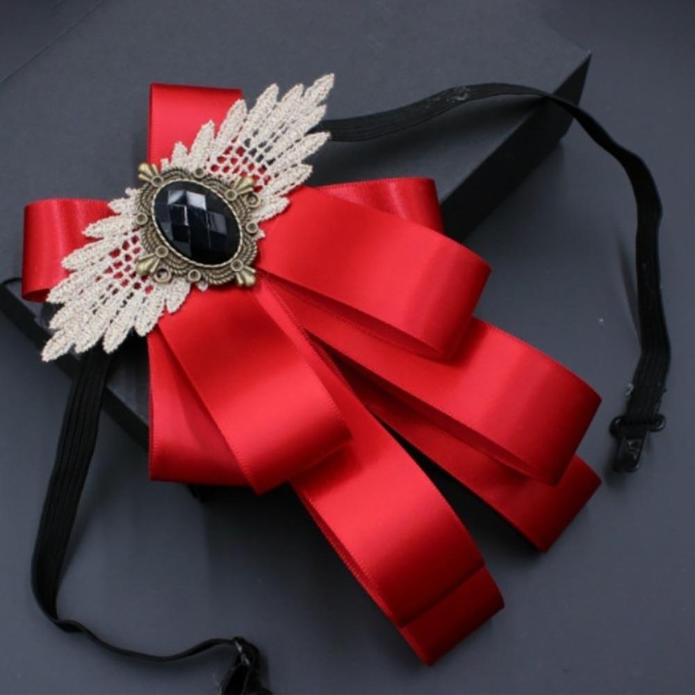 Fashion Faux Stone Men's Suit Lapel Flowers Alloy Polyester Bow Tie Necktie Neck Decoration Groom Formal Suit