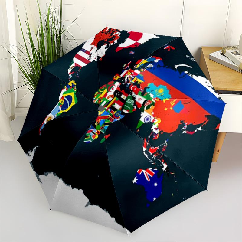

1pc flag Umbrella Portable Folding Umbrella Iron Frame Hole Bone Structure Outdoor Home Umbrella