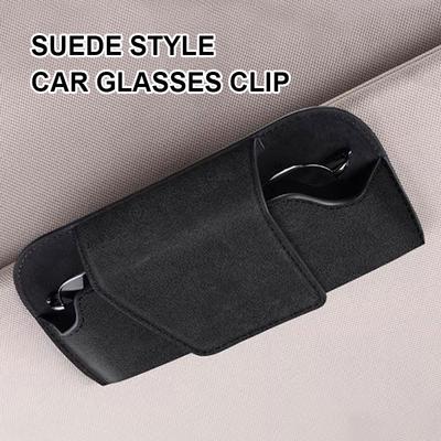 SEAMETAL Car Sunglasses Sun Visor Holder Interior Car Sun Shade Plate Glasses Bracket Pu/Suede Leather Sun Visor Plate Organizer