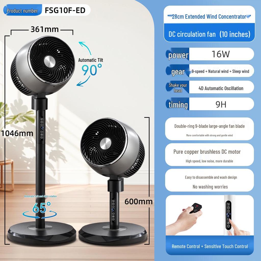 Shuidian 26-režimový cirkulátor vzduchu: Elektrický stolní/stojací ventilátor s oscilací, dálkovým ovládáním a časovačem