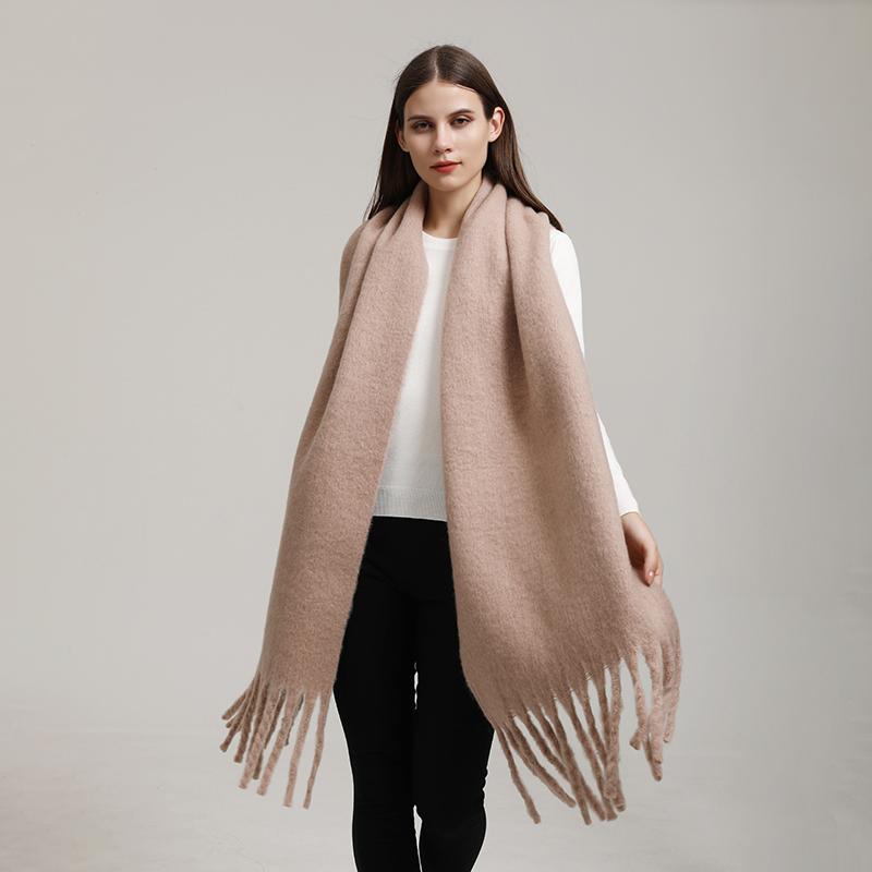 Winter Solid Color Tassels Cashmere Scarf Keep Warm Woman Pashmina Shawl Ladies Fashion Long Scarves Wraps  210*30Cm