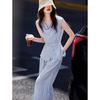 French Style Irregular Sleeveless Top & Wide-Leg Pants Set
