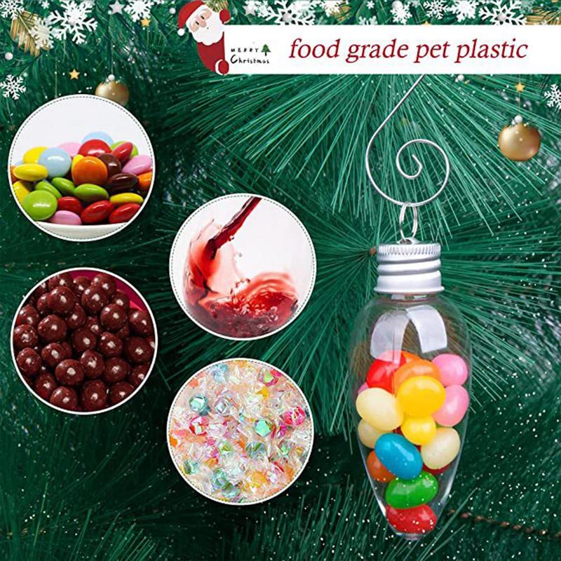 

24pcs Transparent Light Bulb Christmas Balls Pendant Craft Hollow DIY Charm Christmas Tree Decoration Home Decor Xmas Balls 24pcs