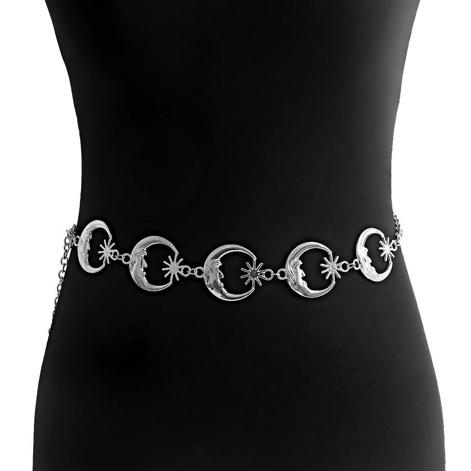 

Металлическая цепочка на талию с дизайном Солнца/Луны, декоративный пояс для женщин, регулируемый ремень, аксессуар для платьев и одежды A