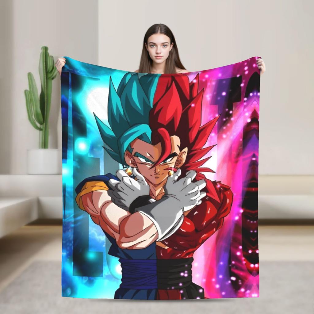 Summer Dragon Ball Super All Characters Fleece Blanket, 3D Printed Soft Warm Flannel Throw Blanket For Bed Sofa Bedroom