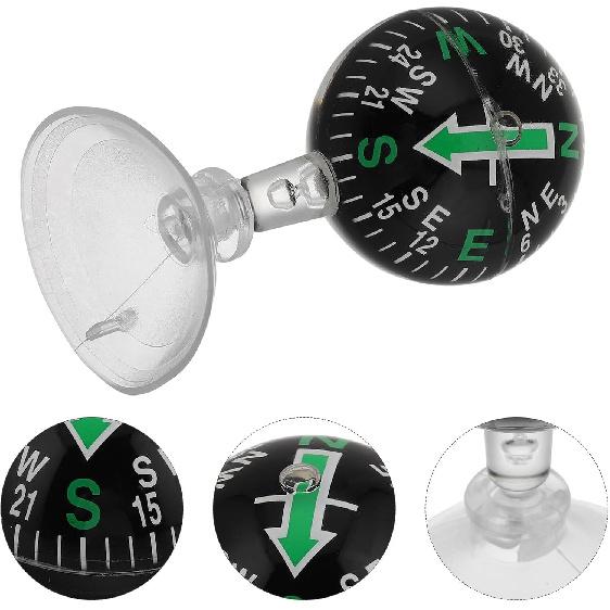 Portable Suction Cup Compass for Vehicle and Use Plastic Dashboard Navigation Ball Car and Boat Direction Guide Featuring Strong Attachment and