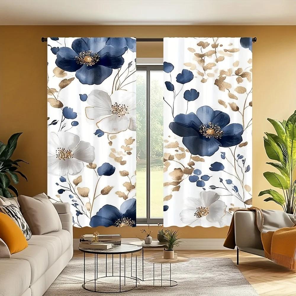 Set Of 2 Jit Floral Watercolor Curtains Design Living Room Window Decor Home Decoration Curtain Sheer For Great Made Polyester With Rod Pocket
