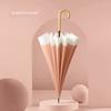 16-Rib Umbrella with Japanese-Style Fresh Design, Leather Handle, Curved Hook, Straight Pole, Large Double-Person Umbrella for Sun and Rain, Gift or
