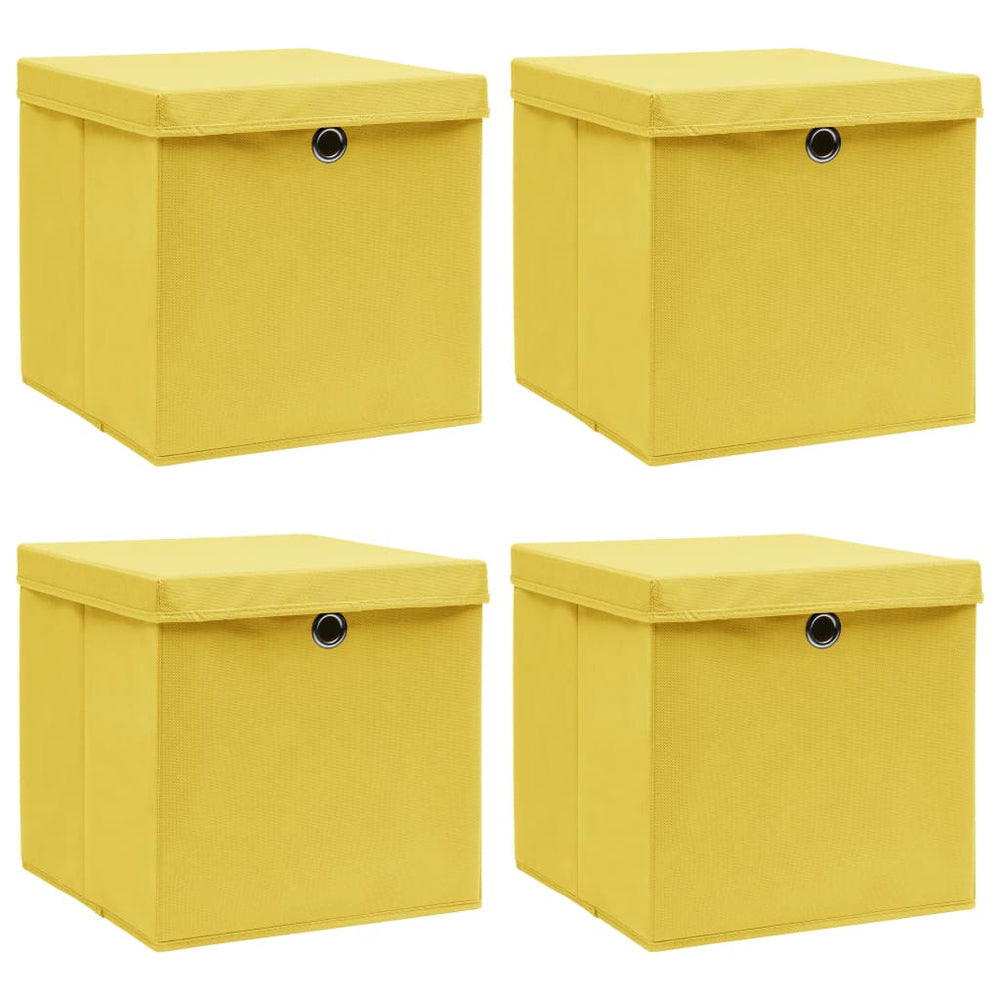 Storage Boxes and Lids 4 Pcs 32x32x32 Cm Fabric