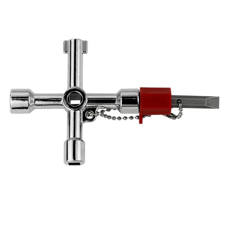 5 in 1 Kreuzschlüssel Schraubenschlüssel mit Zubehör Universal Vierkant Dreieck Zug Elektro Schaltschrank Kasten Aufzug Schrank Legierung