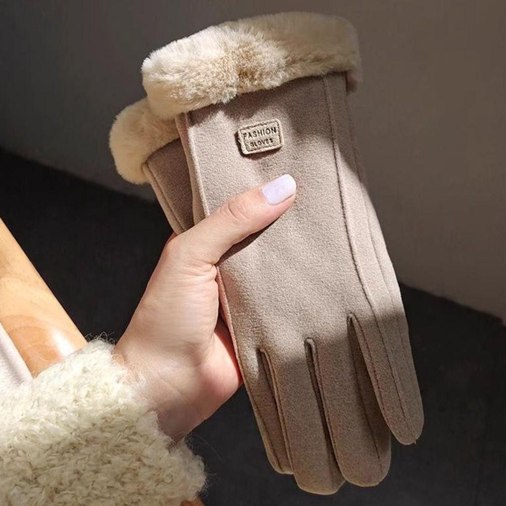 Velvet Plush Gloves Thick Women Mittens All-Match Winter Gloves  Autumn
