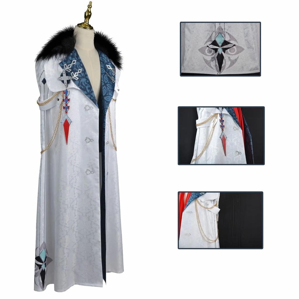 Hra Genshin Impact Il Dottore The Doctor Cosplay Kostým Fatui Harbingers Tartaglia Plášť Šála Uniforma Karneval Party Manteau