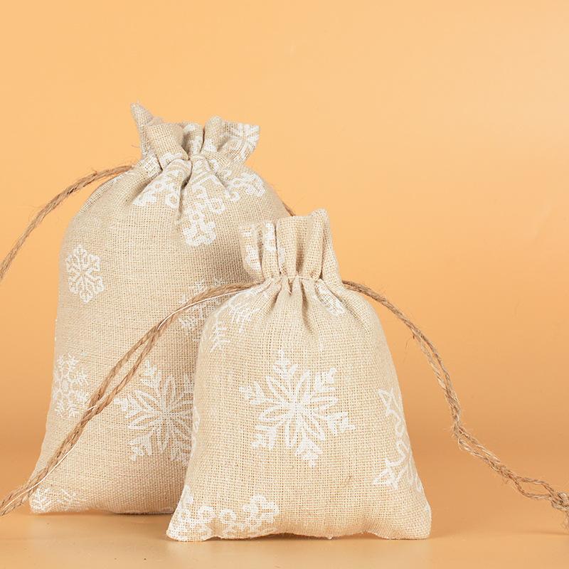 

12 шт. Льняный мешочек на шнурке Рождественский подарок Упаковка для яблок Конфеты Украшение Сумка для хранения Мешочек на шнурке 12pcs 13*18CM