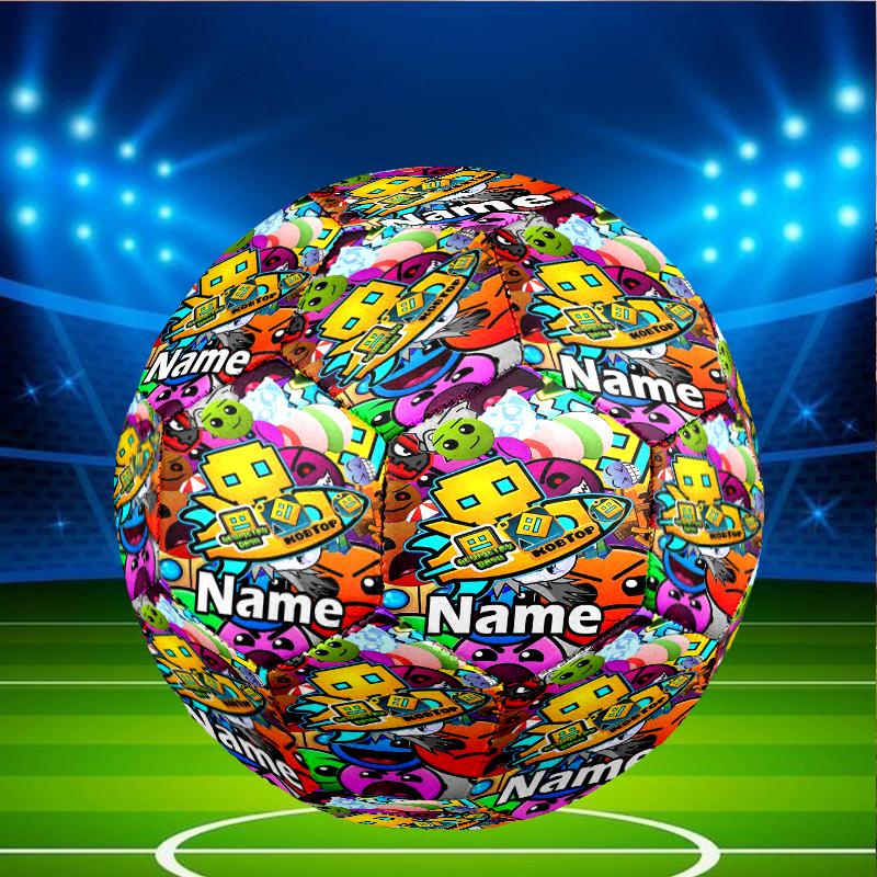 Custom Name Personalized Geometry Dash Print Size 5 Soccer Ball Training & Match Football, for Team, Kicking, Gift for Football