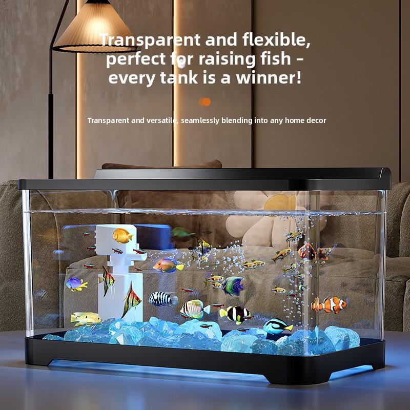 2026 Desktop-Aquarium mit Licht Kleiner Fischbehälter für Wohnzimmer Ökologische Landschaft Goldfischglas All-in-One Kompaktes Aquarium Dekor